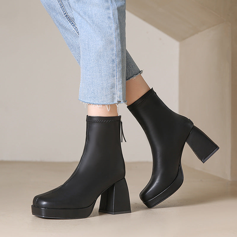 Geometric Glam Zip Boots