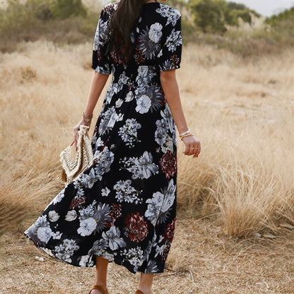 Elastic Elegance Floral Maxi