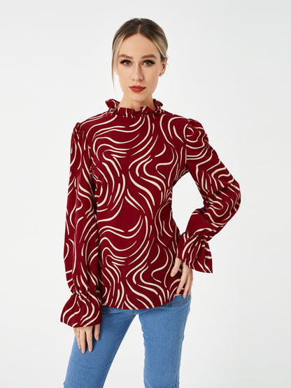 Graphic Casual Balloon Sleeve Shirt