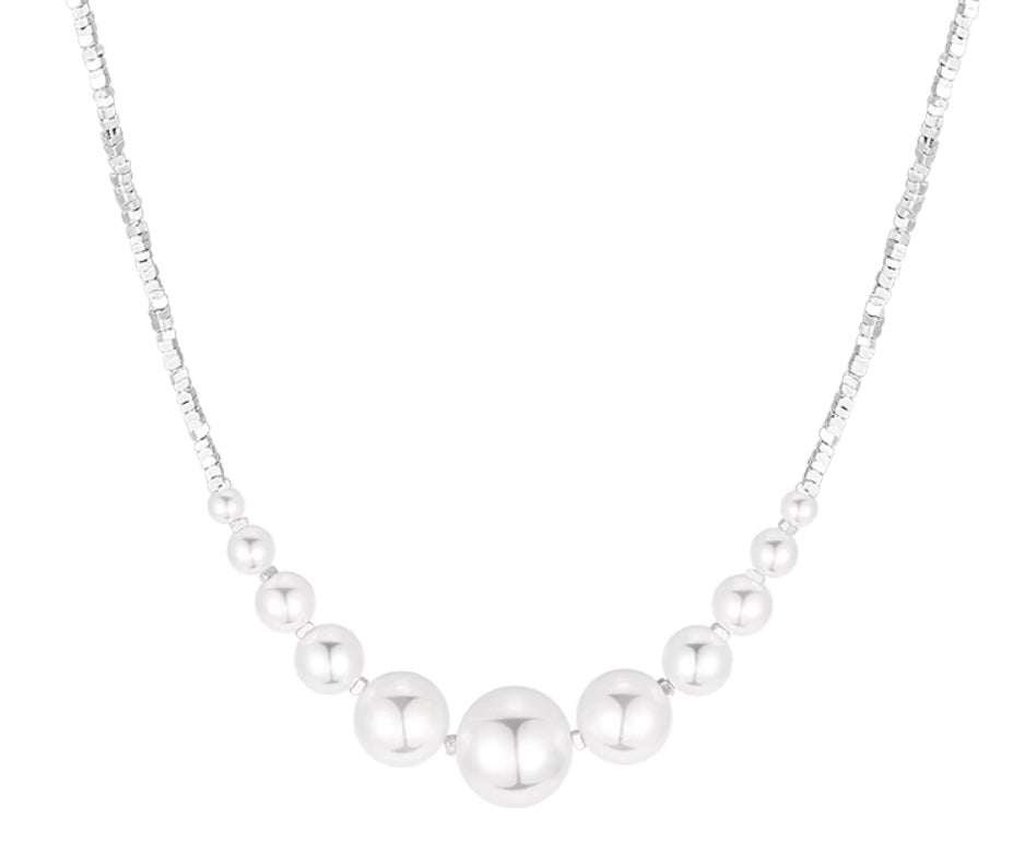 925 Sterling Silver Pearl Necklace Female Gradient Clavicle Chain