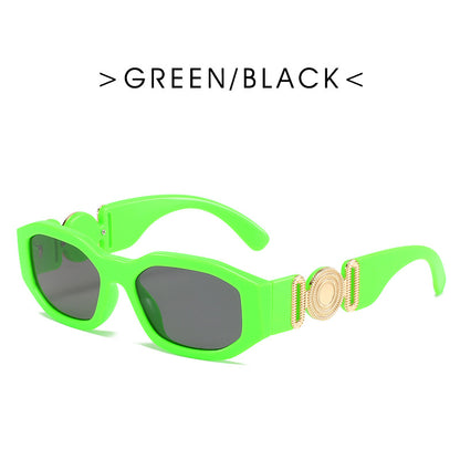 Retro Polygon Metal Hinged Small Frame Sunglasses