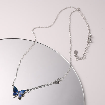 S925 Sliver Color-changing Butterfly Necklace