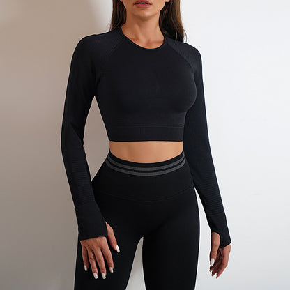 2pcs Seamless Yoga Pants  And Long Sleeve Tops Outfits