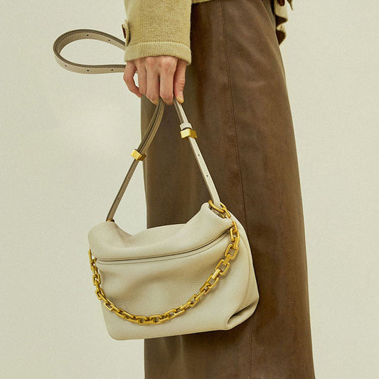 Bold Chain-Link Leather Crossbody