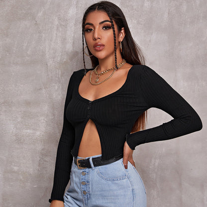 Long Sleeved Crop Cardigan Top