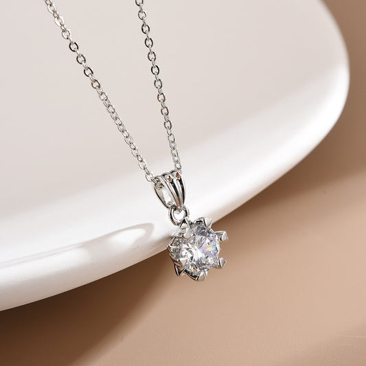 Six-pointed Zircon Pendant Necklace