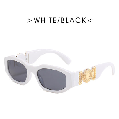 Retro Polygon Metal Hinged Small Frame Sunglasses