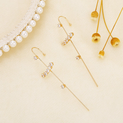 Rhinestone Piercing Ear Hanging - Single