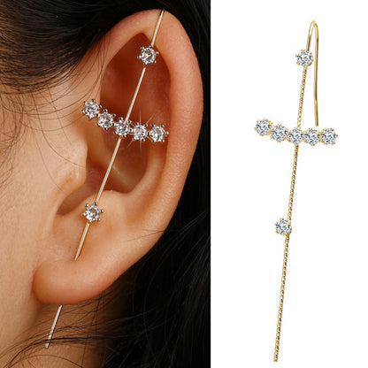 Rhinestone Piercing Ear Hanging - Single