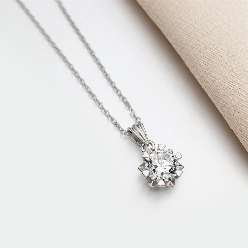 Six-pointed Zircon Pendant Necklace